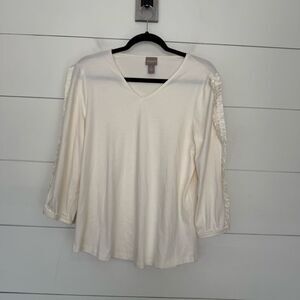 Chico’s Women’s 1 Cream Vneck Top Blouse Modal